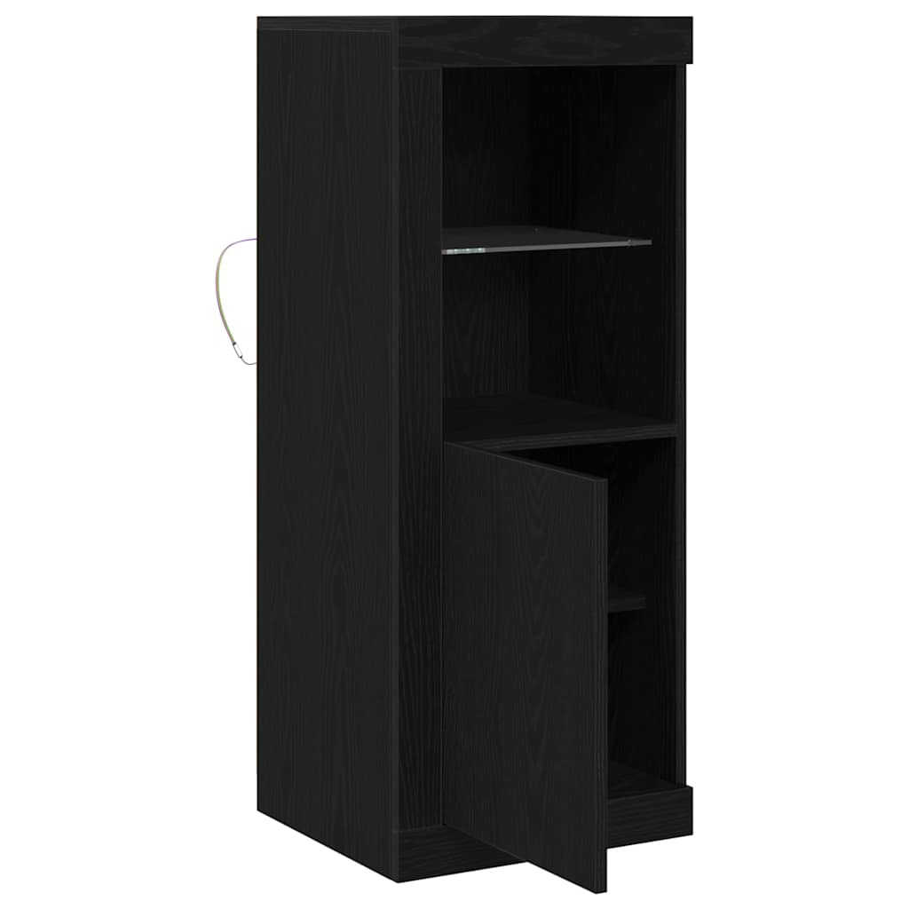 Led Sideboard Svart 41 X 37 X 100 Cm Konstruert Tre