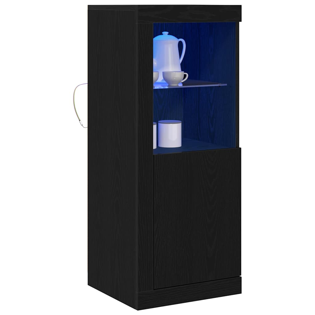 Led Sideboard Svart 41 X 37 X 100 Cm Konstruert Tre
