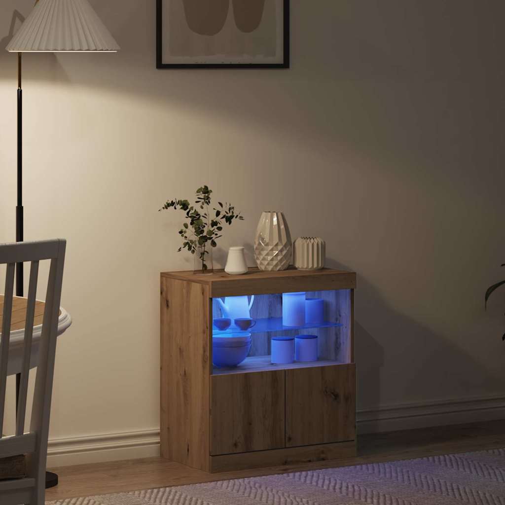 Led Sideboard Brun 60,5 X 37 X 67 Cm Konstruert Tre
