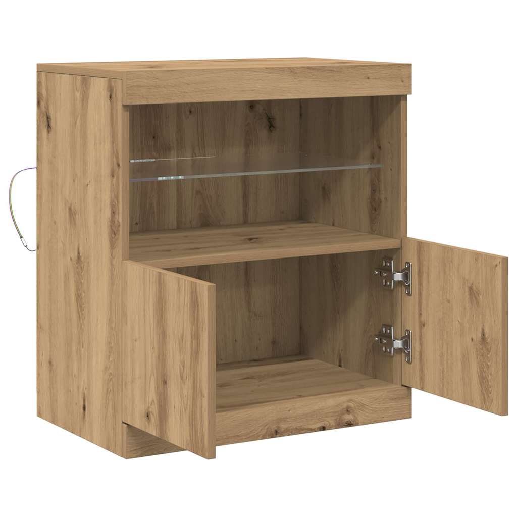Led Sideboard Brun 60,5 X 37 X 67 Cm Konstruert Tre