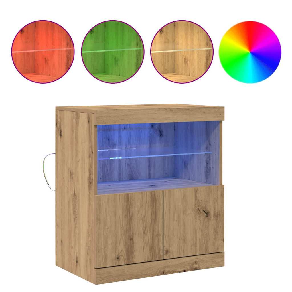 Led Sideboard Brun 60,5 X 37 X 67 Cm Konstruert Tre