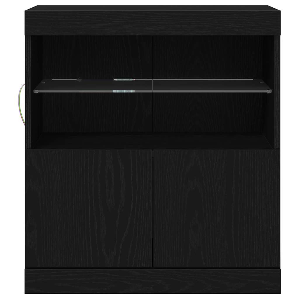 Led Sideboard Svart 60,5 X 37 X 67 Cm Konstruert Tre