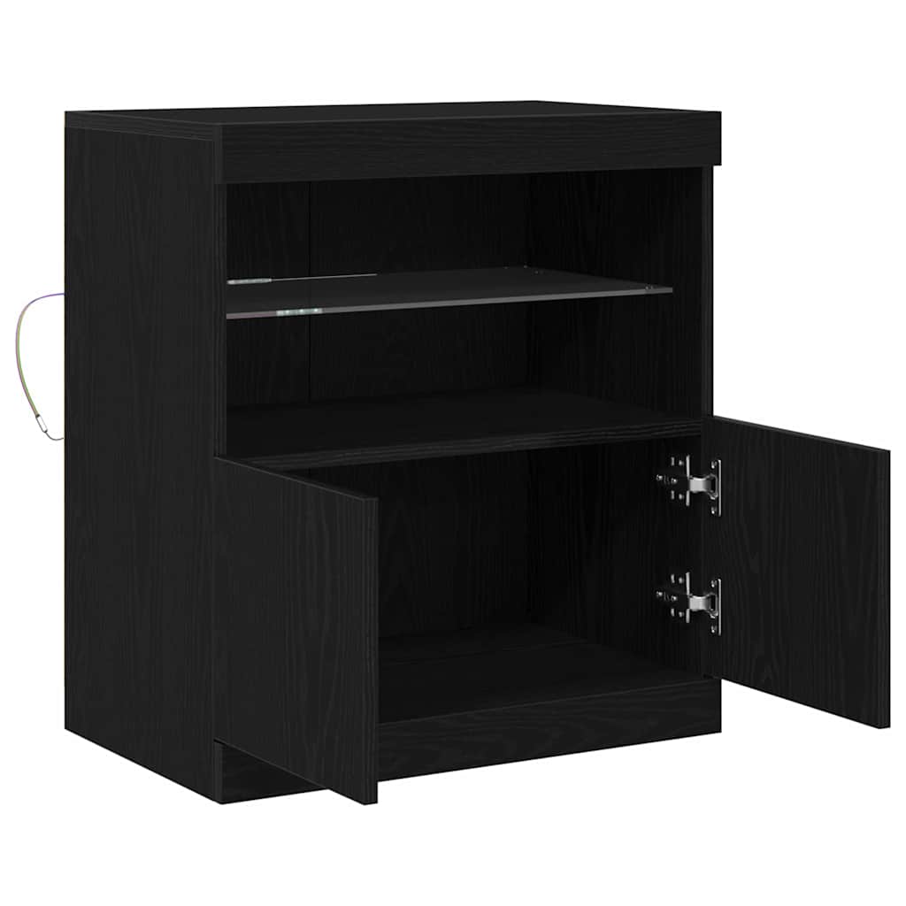 Led Sideboard Svart 60,5 X 37 X 67 Cm Konstruert Tre