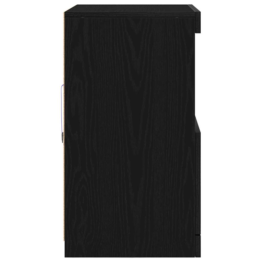 Led Sideboard Svart 60,5 X 37 X 67 Cm Konstruert Tre
