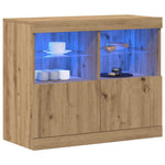 Led Sideboard Brun 81 X 37 X 66,5 Cm Konstruert Tre