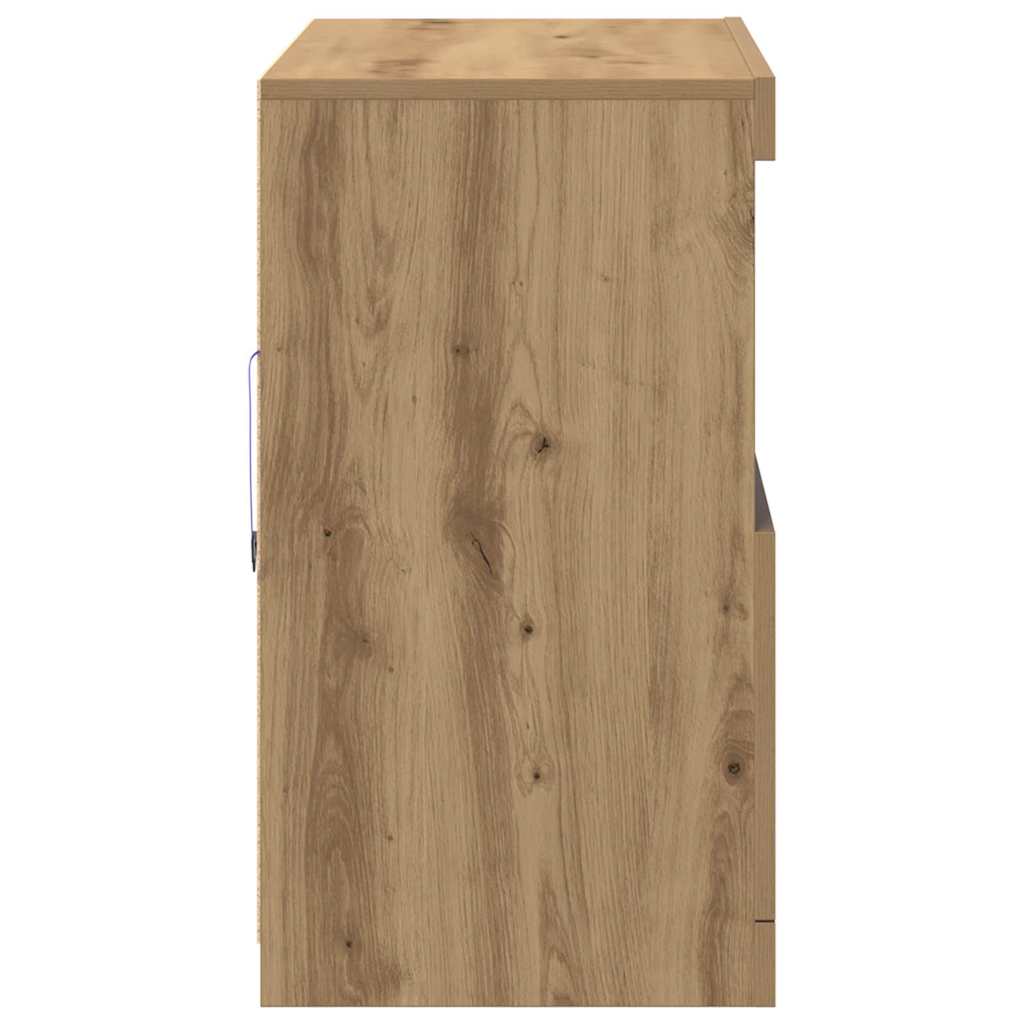 Led Sideboard Brun 81 X 37 X 66,5 Cm Konstruert Tre