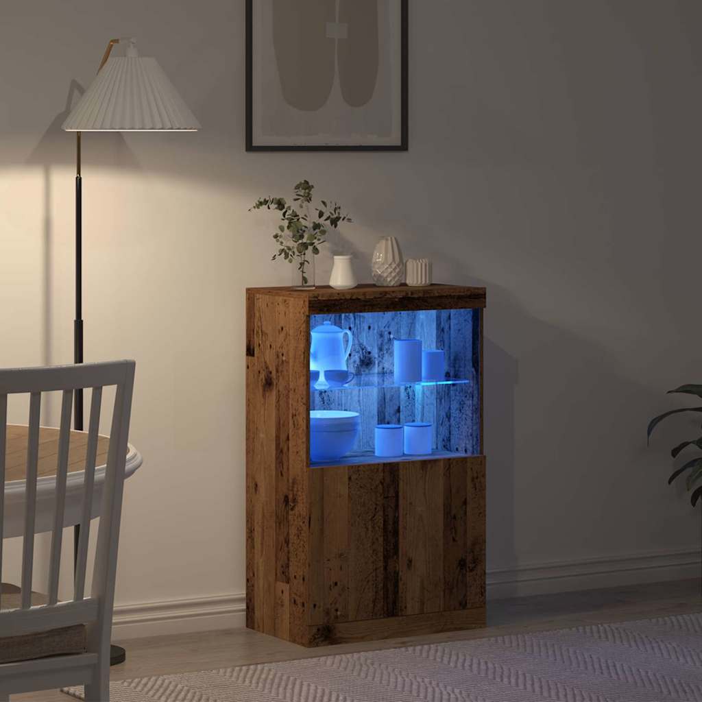 Led Sideboard Brun 60 X 37 X 100 Cm Konstruert Tre