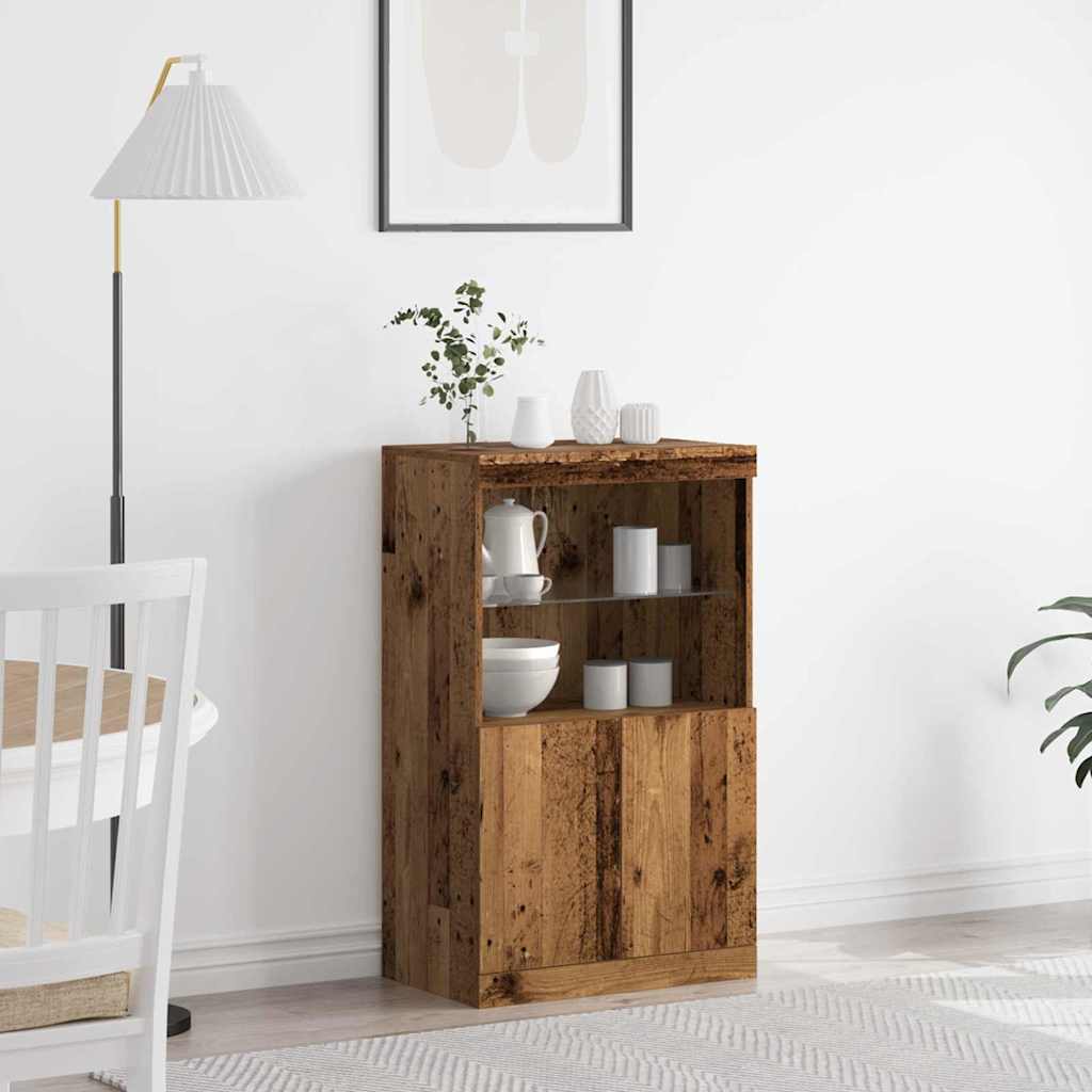 Led Sideboard Brun 60 X 37 X 100 Cm Konstruert Tre