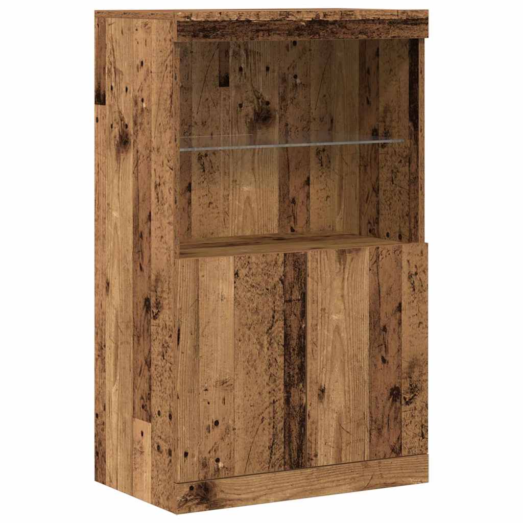 Led Sideboard Brun 60 X 37 X 100 Cm Konstruert Tre