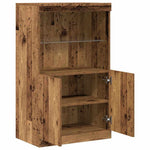 Led Sideboard Brun 60 X 37 X 100 Cm Konstruert Tre