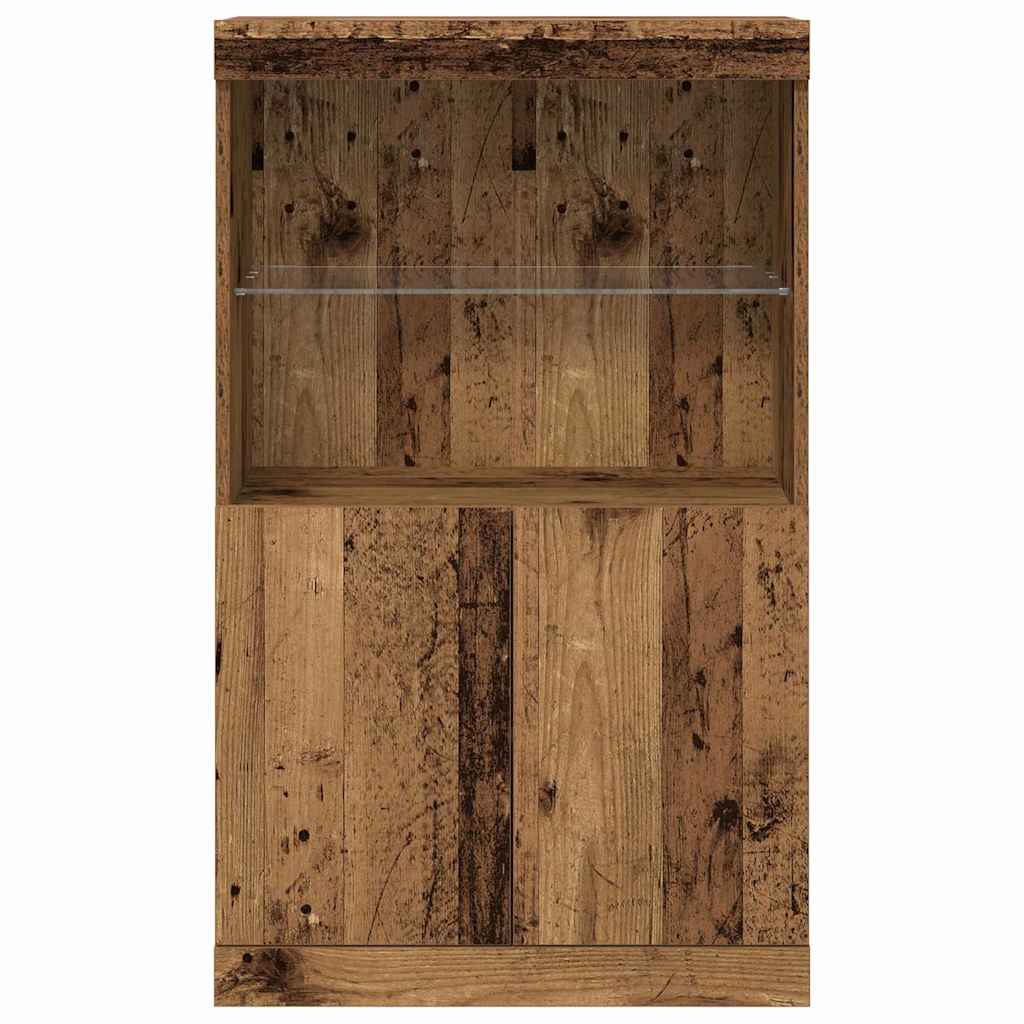 Led Sideboard Brun 60 X 37 X 100 Cm Konstruert Tre