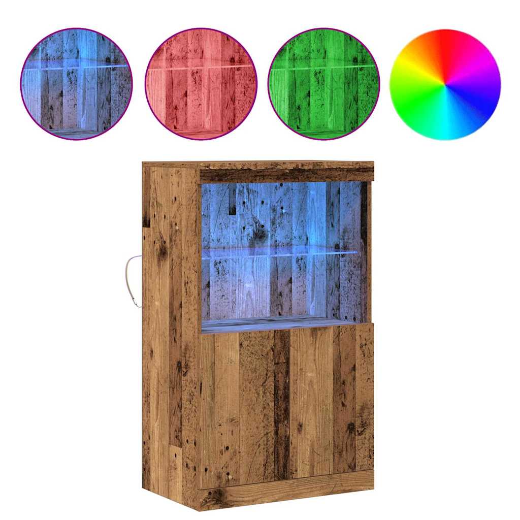 Led Sideboard Brun 60 X 37 X 100 Cm Konstruert Tre