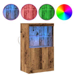 Led Sideboard Brun 60 X 37 X 100 Cm Konstruert Tre