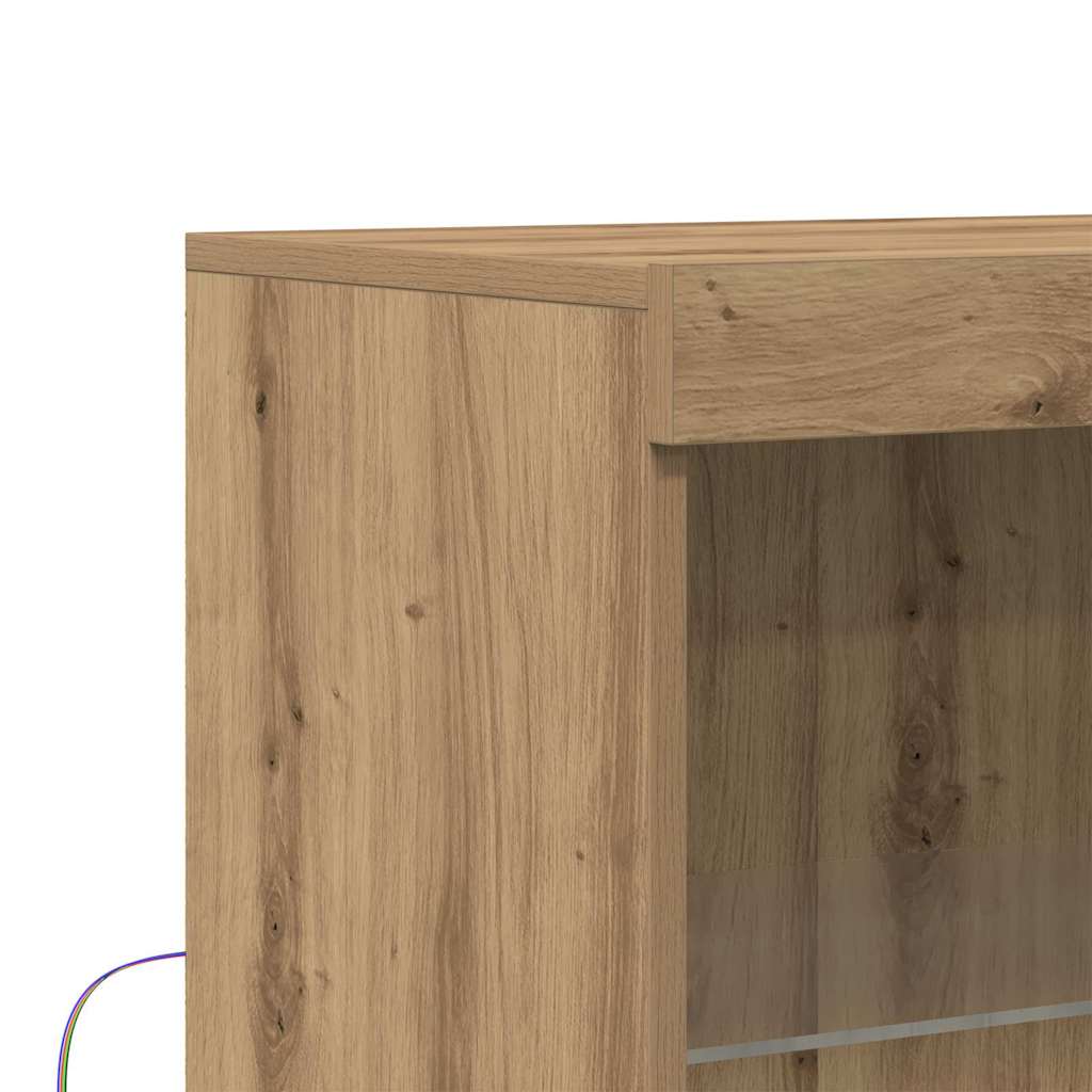 Led Sideboard Brun 60 X 37 X 100 Cm Konstruert Tre