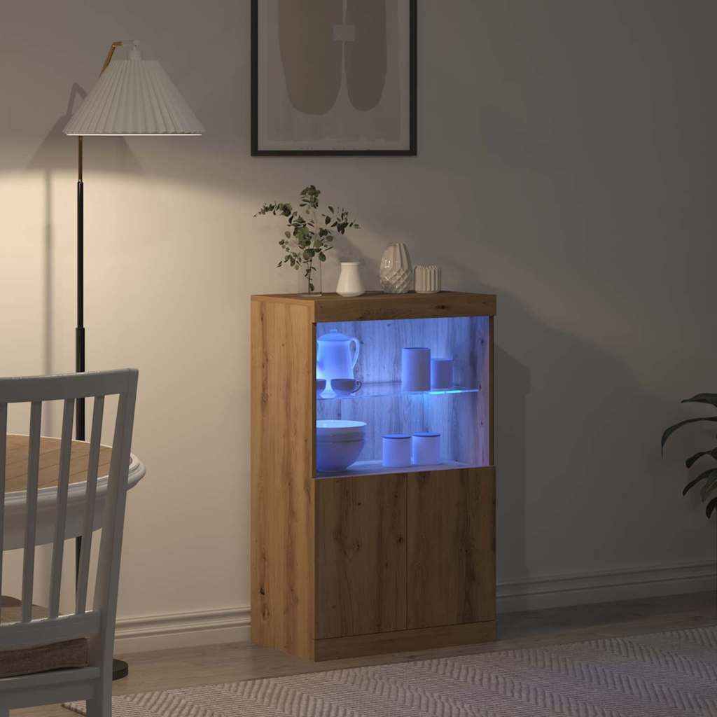 Led Sideboard Brun 60 X 37 X 100 Cm Konstruert Tre