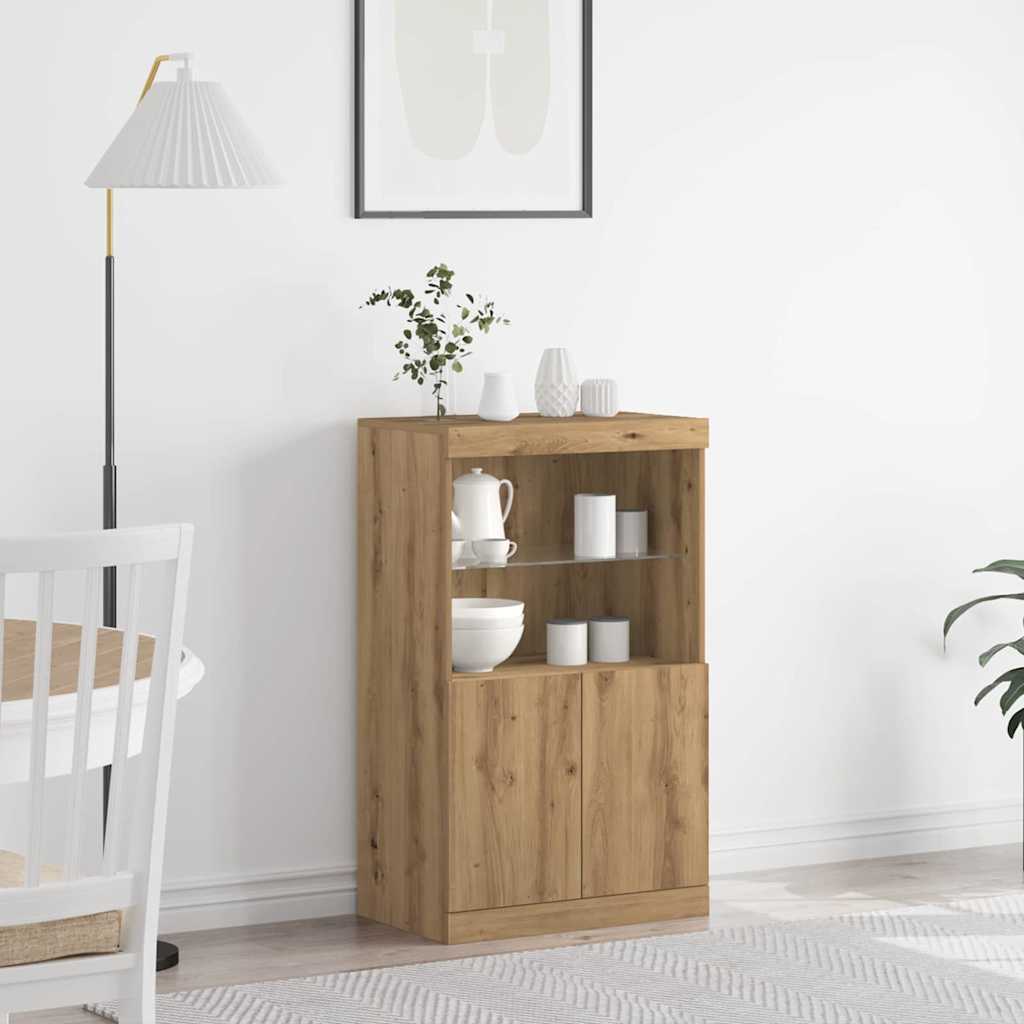 Led Sideboard Brun 60 X 37 X 100 Cm Konstruert Tre