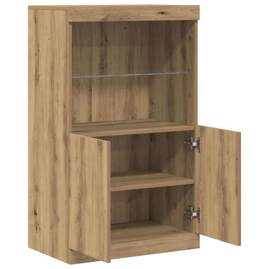 Led Sideboard Brun 60 X 37 X 100 Cm Konstruert Tre