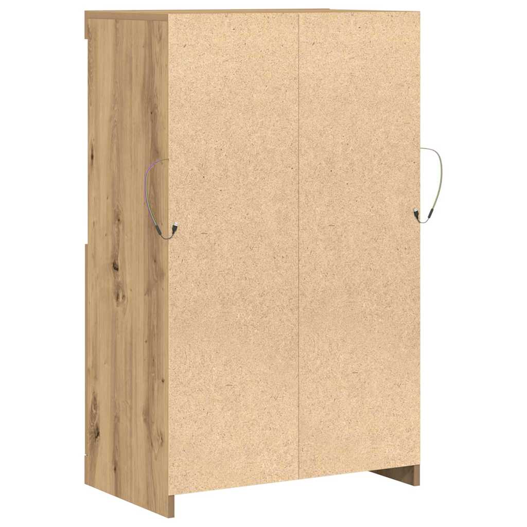 Led Sideboard Brun 60 X 37 X 100 Cm Konstruert Tre