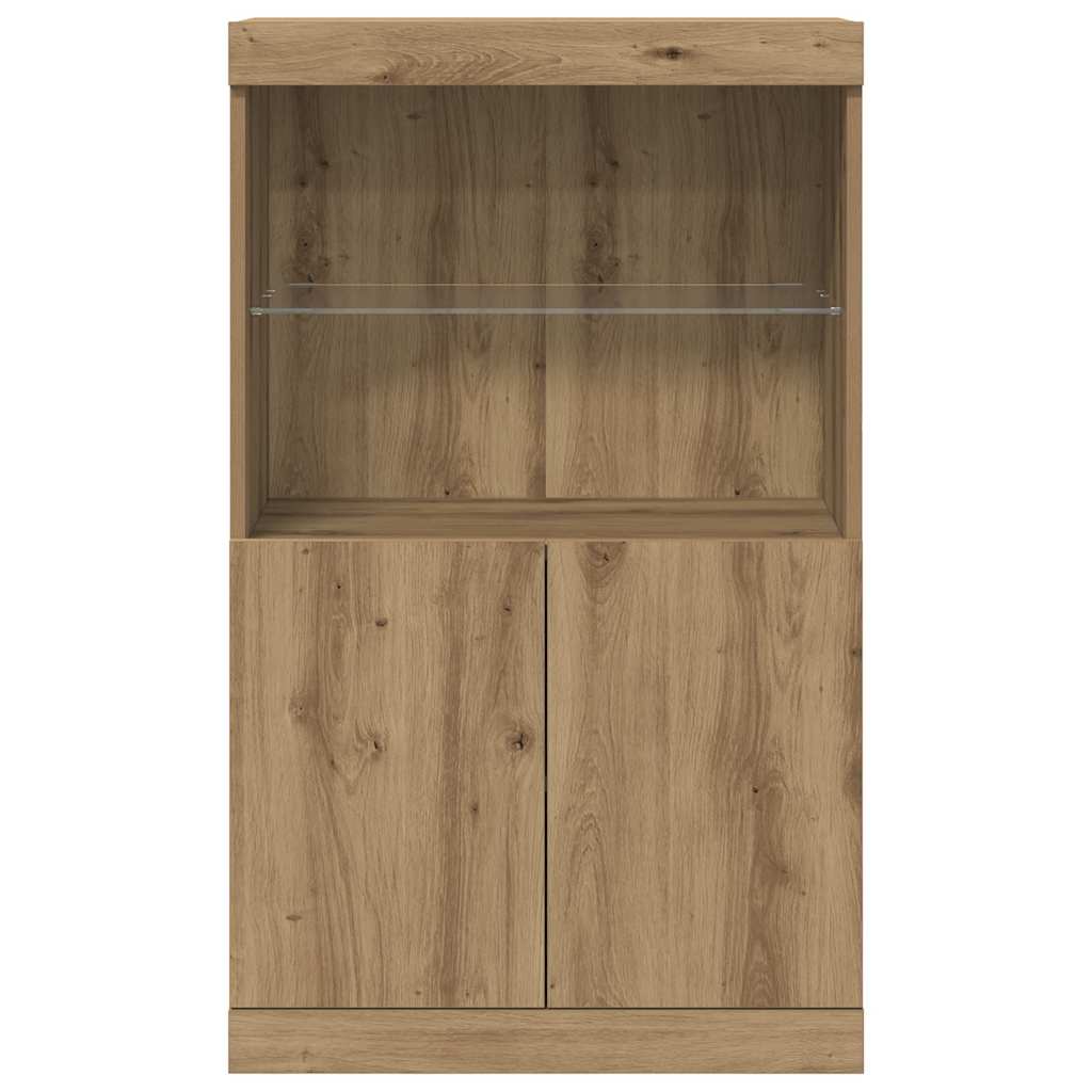 Led Sideboard Brun 60 X 37 X 100 Cm Konstruert Tre