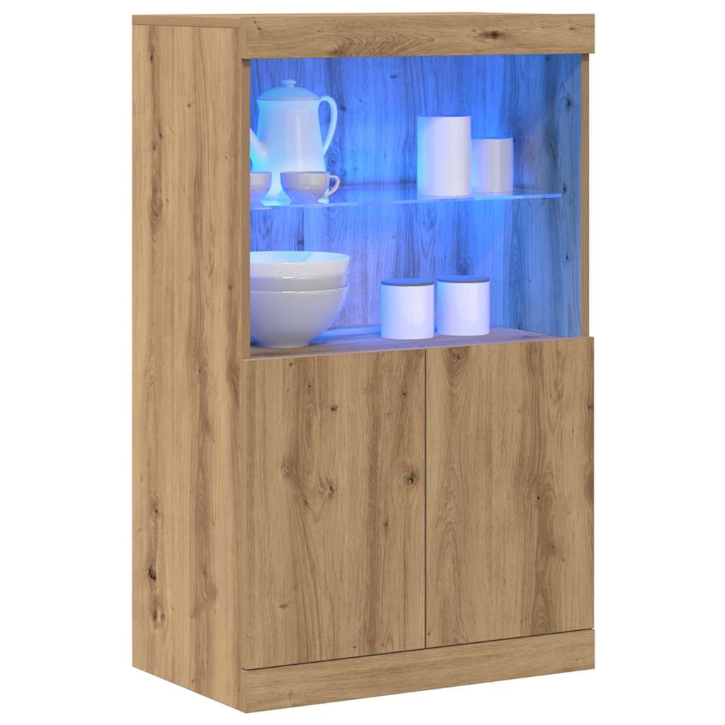 Led Sideboard Brun 60 X 37 X 100 Cm Konstruert Tre
