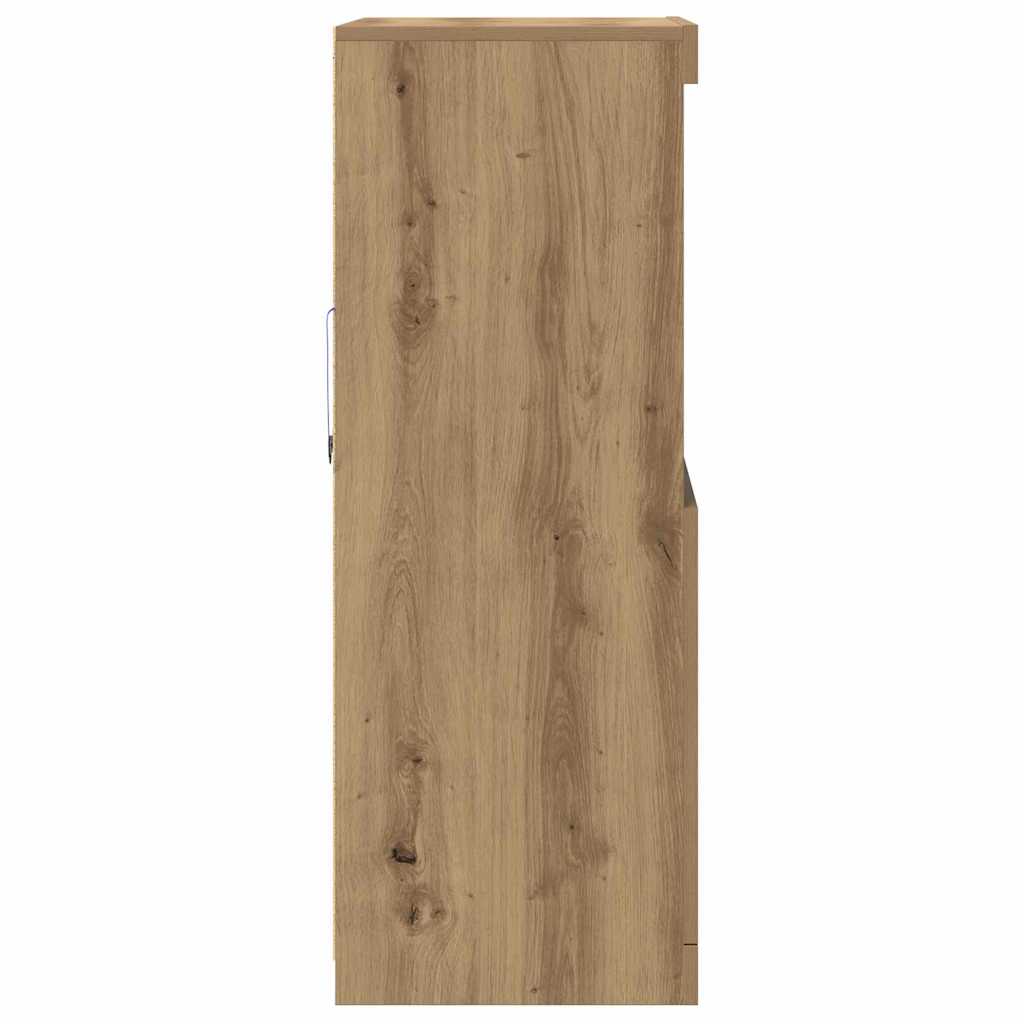 Led Sideboard Brun 60 X 37 X 100 Cm Konstruert Tre