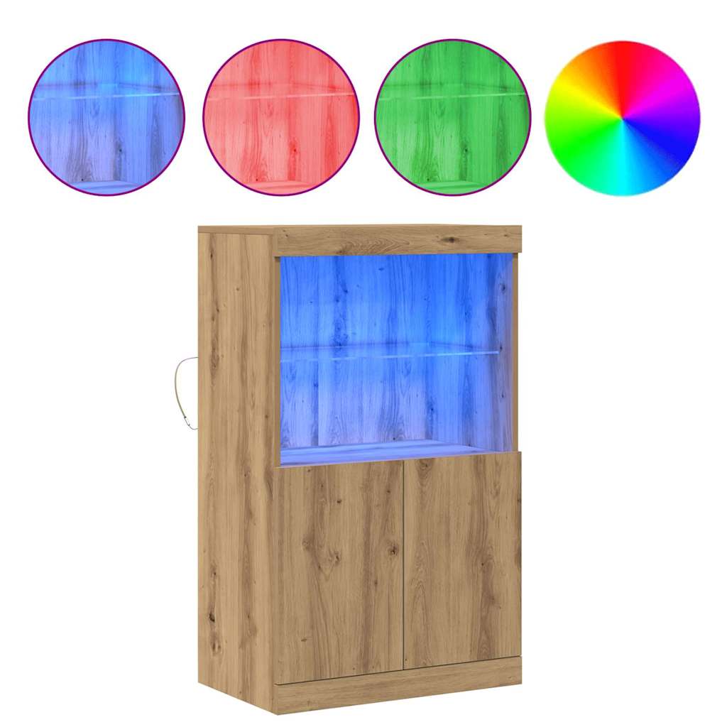 Led Sideboard Brun 60 X 37 X 100 Cm Konstruert Tre
