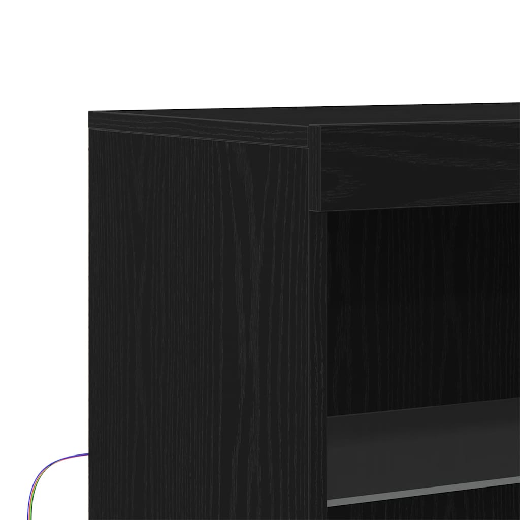 Led Sideboard Svart 60 X 37 X 100 Cm Konstruert Tre