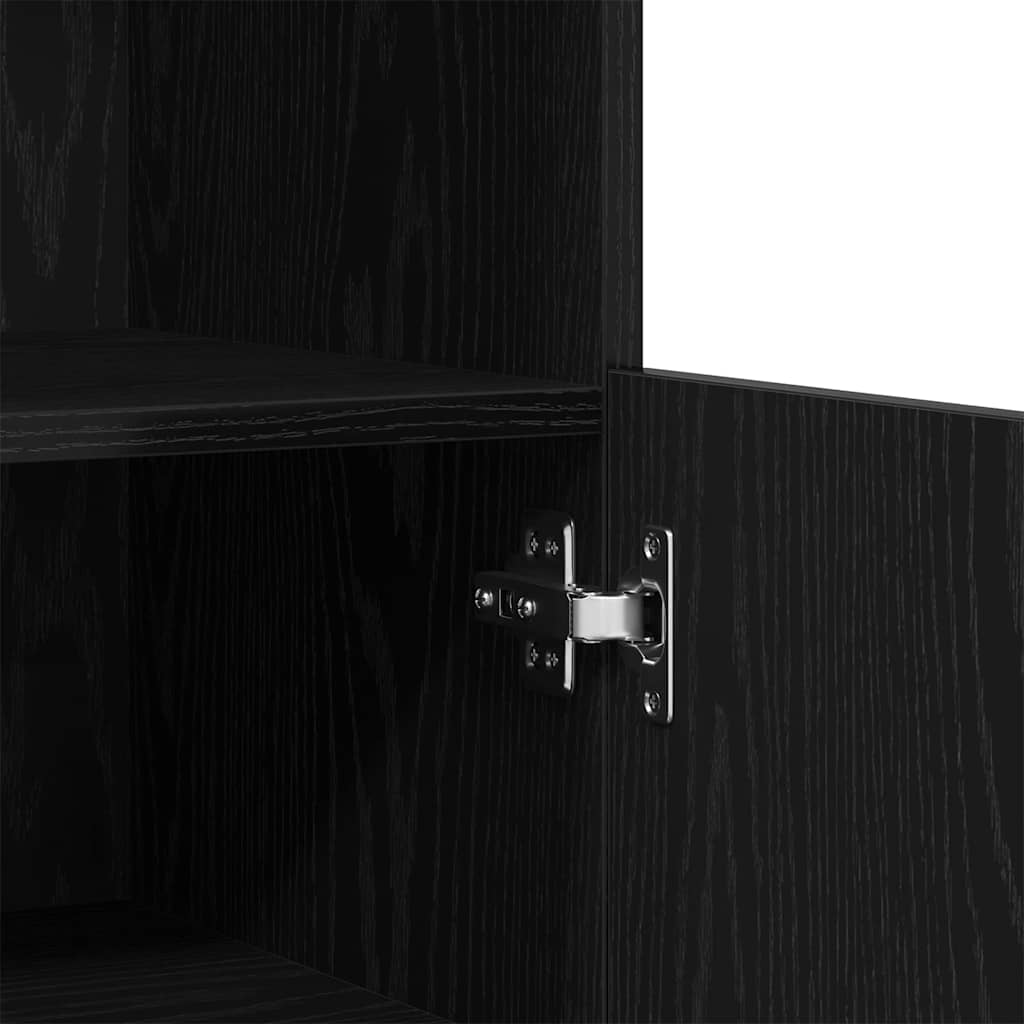 Led Sideboard Svart 60 X 37 X 100 Cm Konstruert Tre