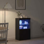 Led Sideboard Svart 60 X 37 X 100 Cm Konstruert Tre