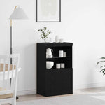 Led Sideboard Svart 60 X 37 X 100 Cm Konstruert Tre
