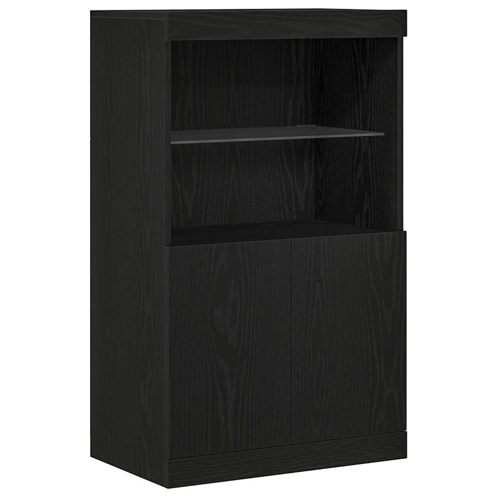 Led Sideboard Svart 60 X 37 X 100 Cm Konstruert Tre