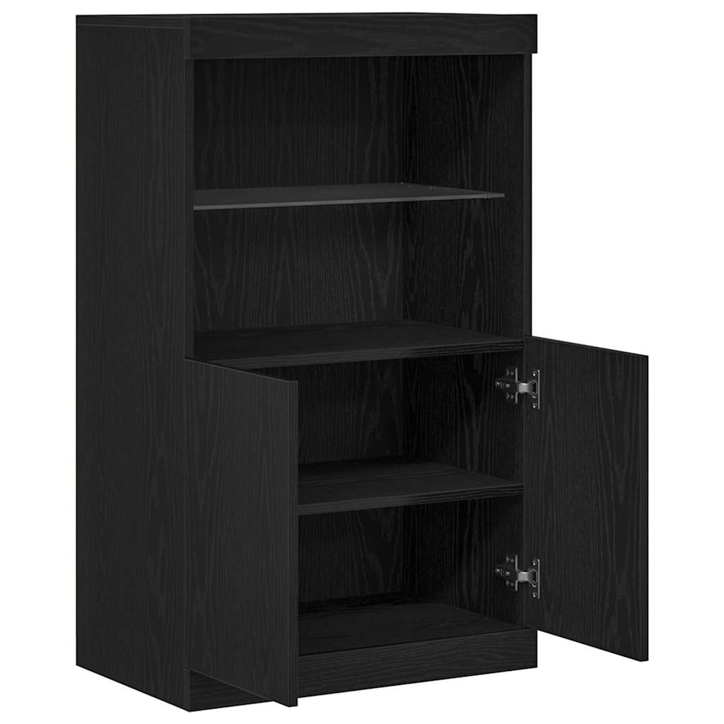 Led Sideboard Svart 60 X 37 X 100 Cm Konstruert Tre