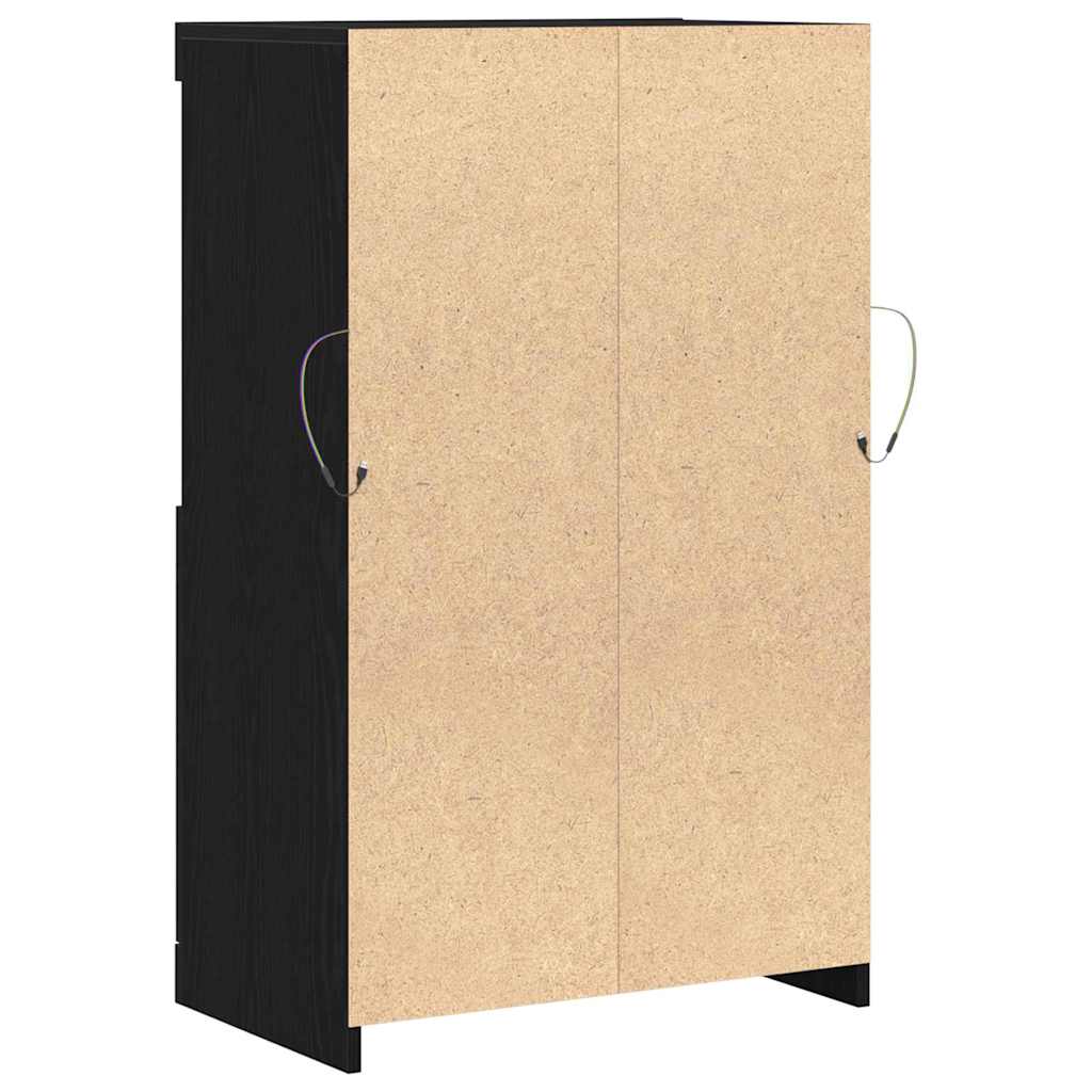 Led Sideboard Svart 60 X 37 X 100 Cm Konstruert Tre