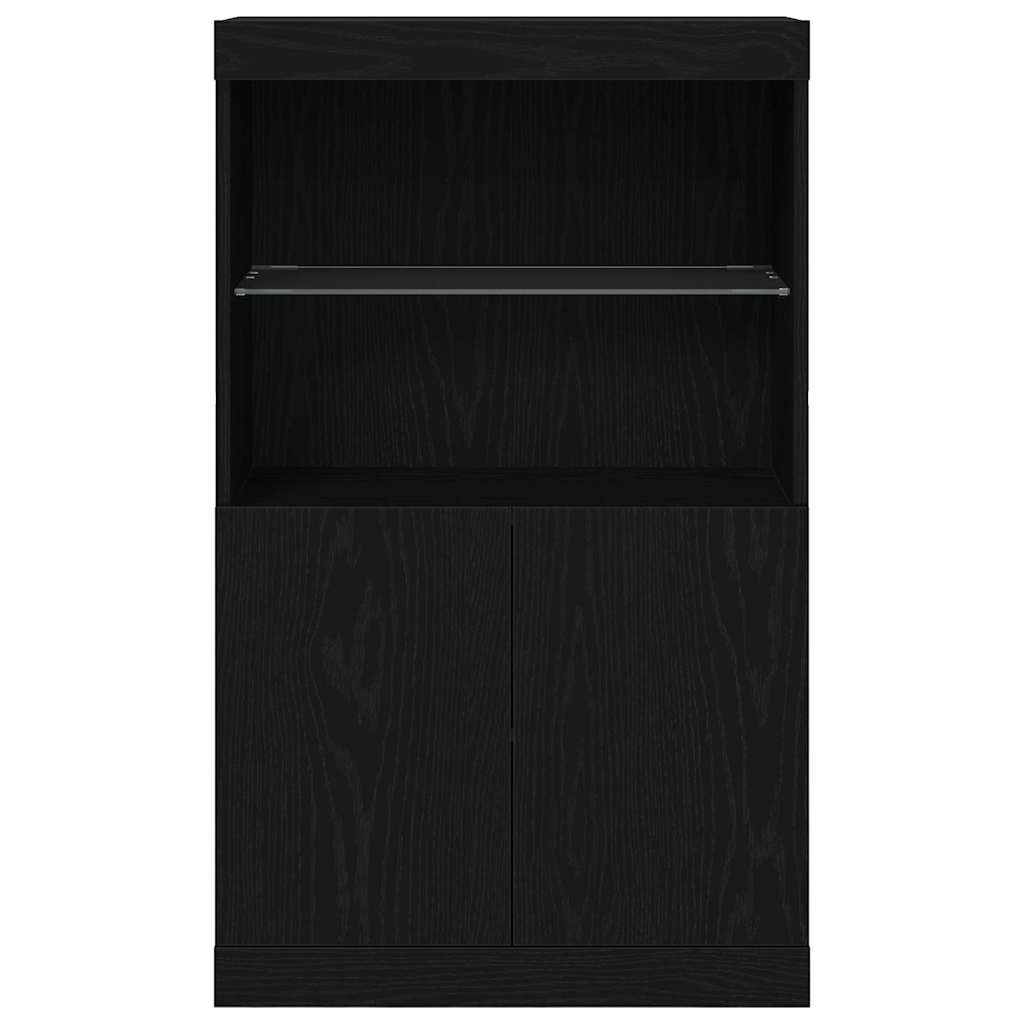Led Sideboard Svart 60 X 37 X 100 Cm Konstruert Tre