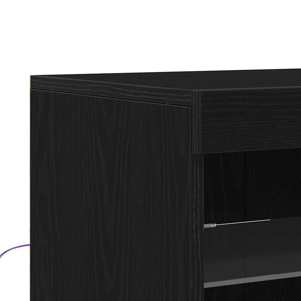 Led Sideboard Svart Eik 41 X 37 X 67 Cm Konstruert Tre