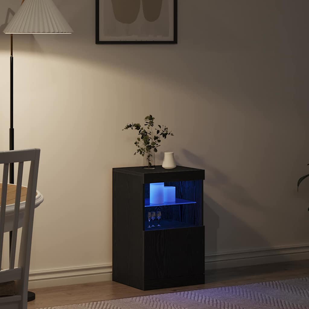 Led Sideboard Svart Eik 41 X 37 X 67 Cm Konstruert Tre
