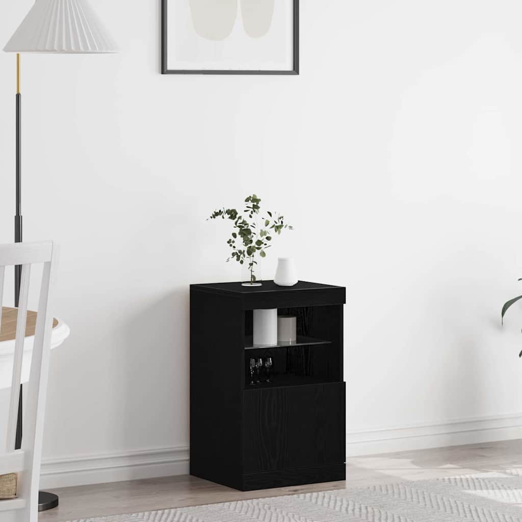 Led Sideboard Svart Eik 41 X 37 X 67 Cm Konstruert Tre