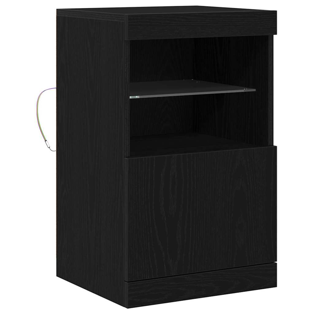Led Sideboard Svart Eik 41 X 37 X 67 Cm Konstruert Tre