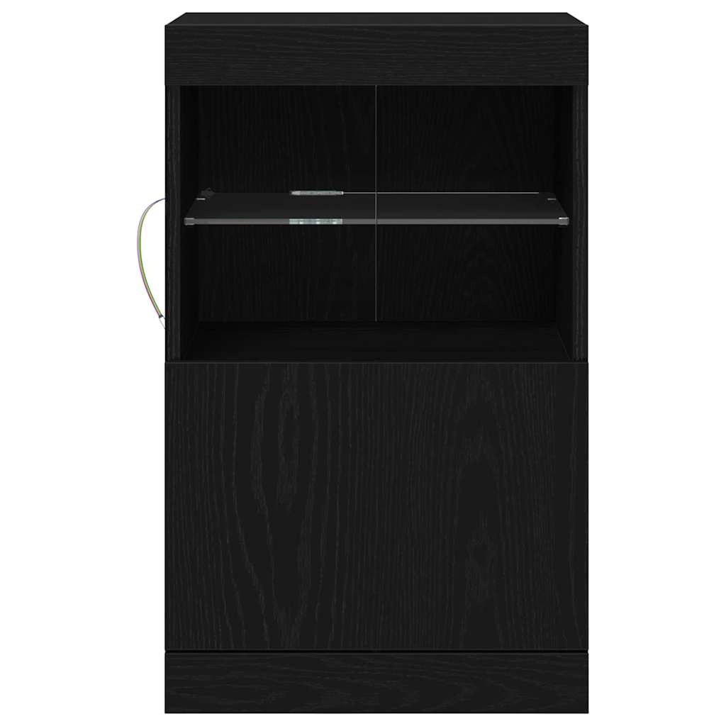 Led Sideboard Svart Eik 41 X 37 X 67 Cm Konstruert Tre