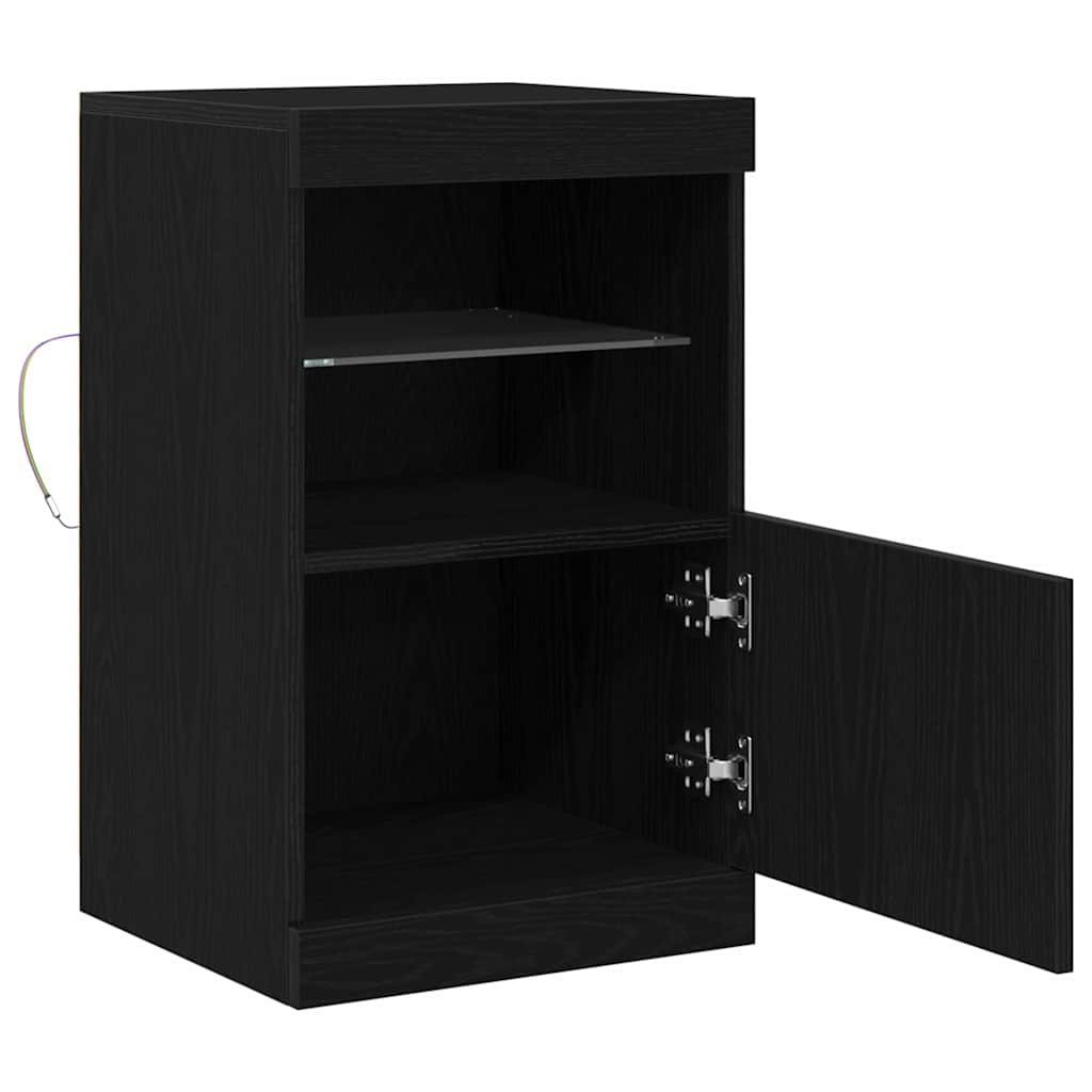 Led Sideboard Svart Eik 41 X 37 X 67 Cm Konstruert Tre
