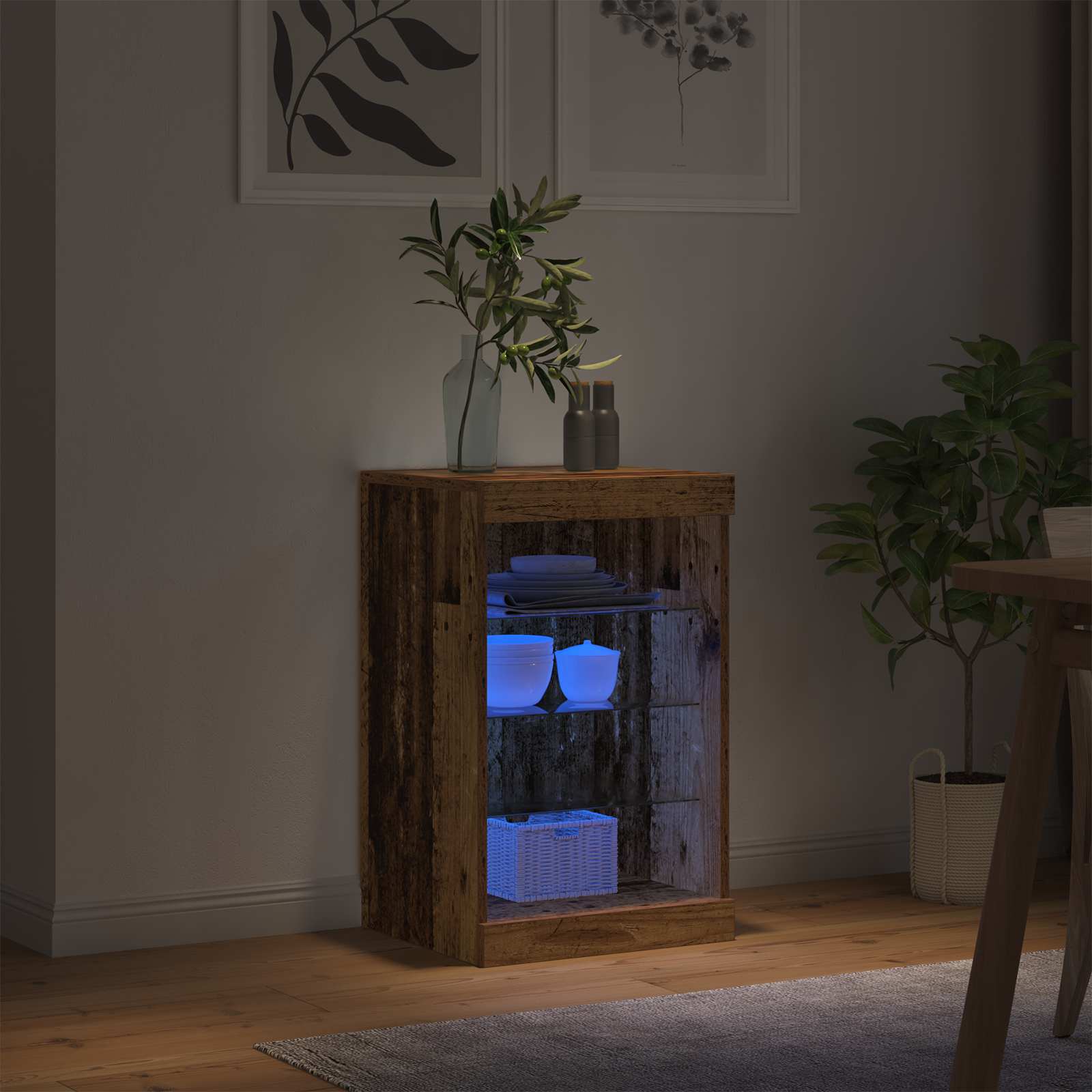 Led Sideboard Gammelt Tre 41 X 37 X 67 Cm Konstruert Tre