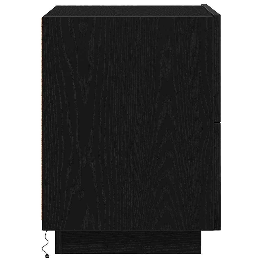 Nattbordskap Med Skuff Svart Eik 45 X 40 X 55 Cm Konstruert Tre