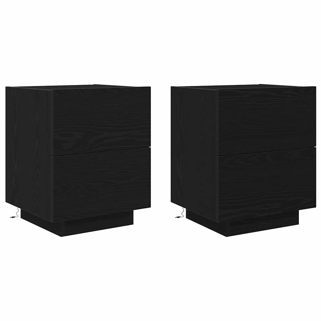 Nattbordskap 2 Pcs Svart Eik 45 X 40 X 55 Cm Konstruert Tre