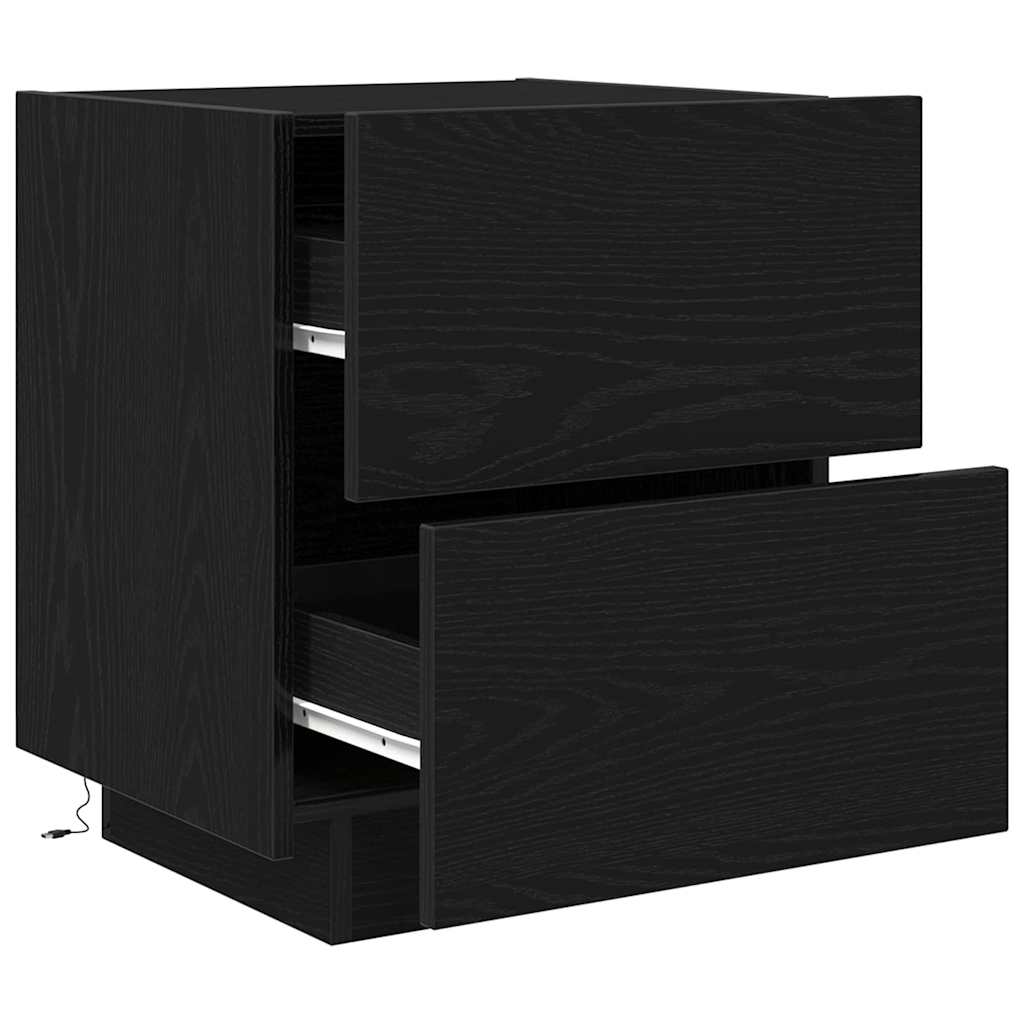 Nattbordskap 2 Pcs Svart Eik 45 X 40 X 55 Cm Konstruert Tre