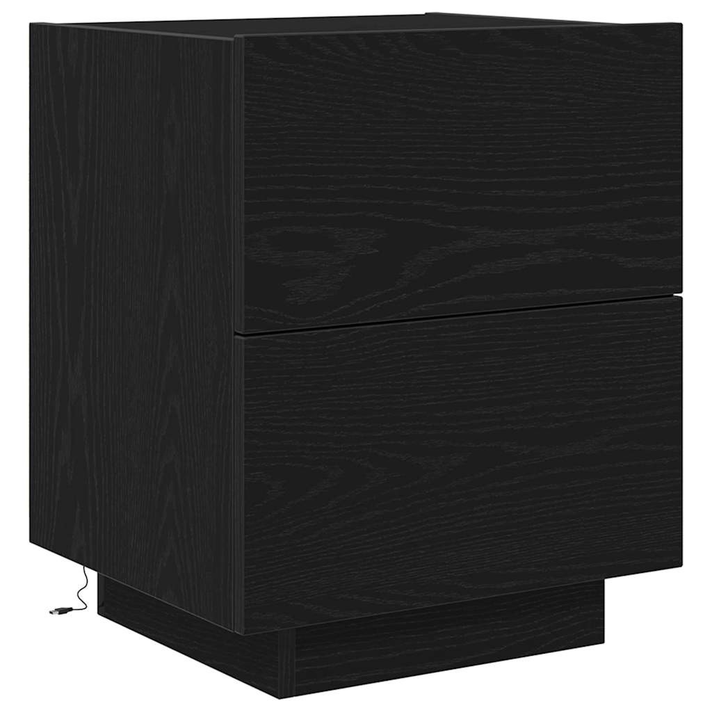 Nattbordskap 2 Pcs Svart Eik 45 X 40 X 55 Cm Konstruert Tre