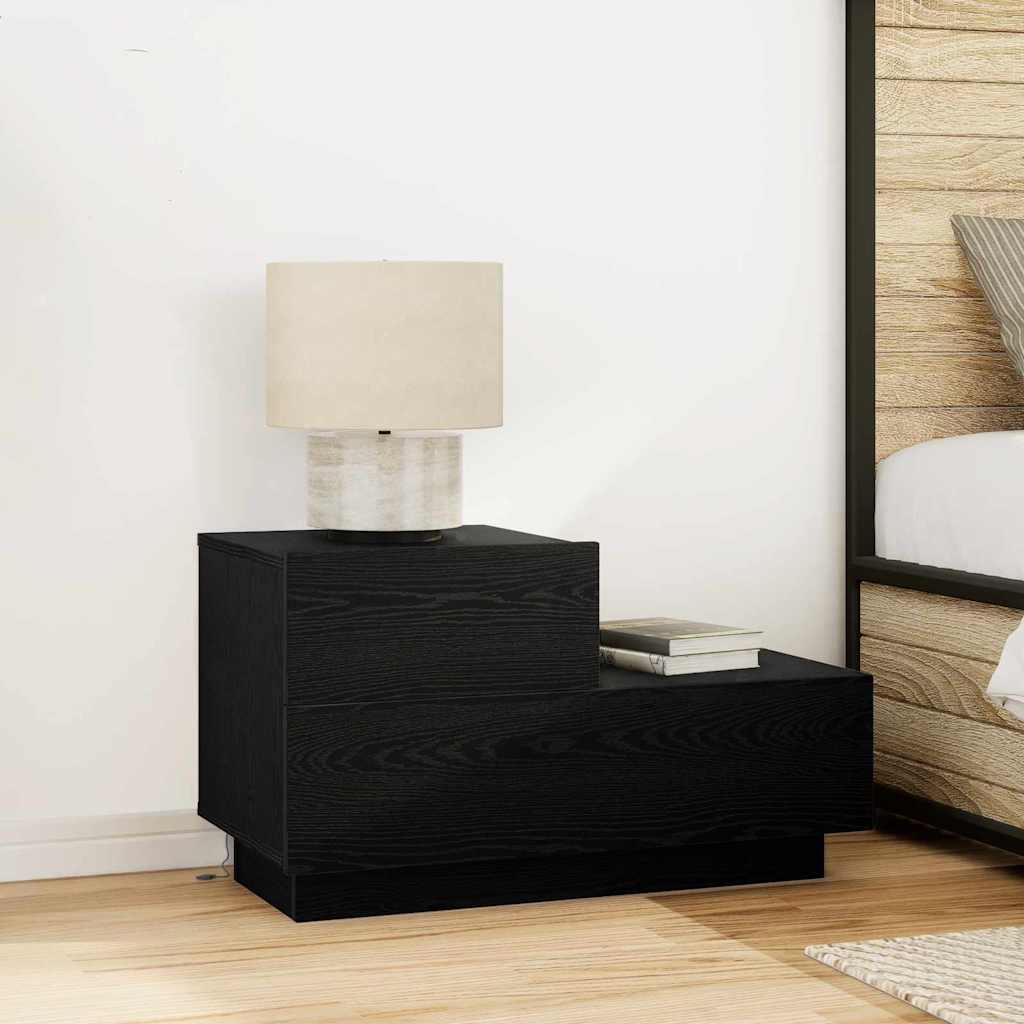 Nattbordskap Svart Eik 70 X 36 X 40,5 Cm Konstruert Tre