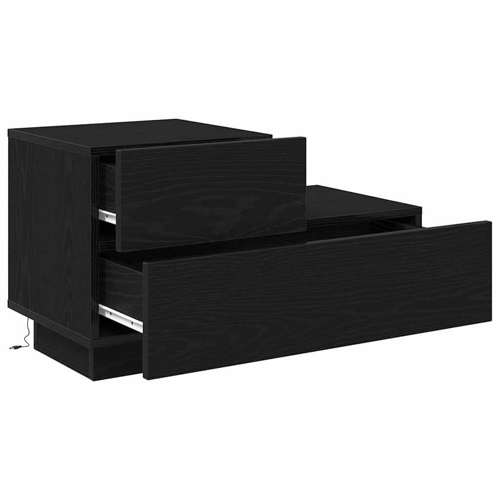 Nattbordskap Svart Eik 70 X 36 X 40,5 Cm Konstruert Tre