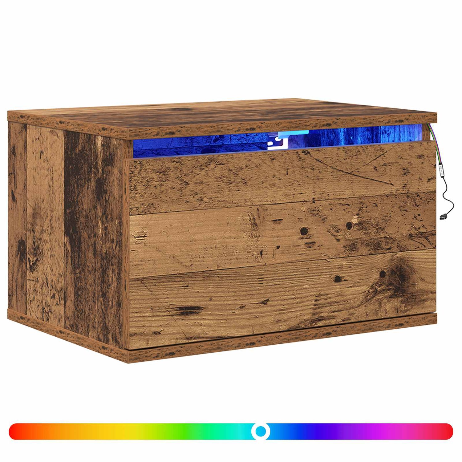 Vegghengt Nattbord Gammelt Tre 50 X 36 X 30 Cm Konstruert Tre