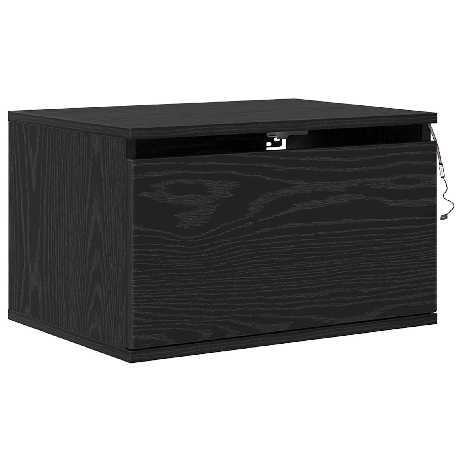 Vegghengt Nattbord Svart Eik 50 X 36 X 30 Cm Konstruert Tre