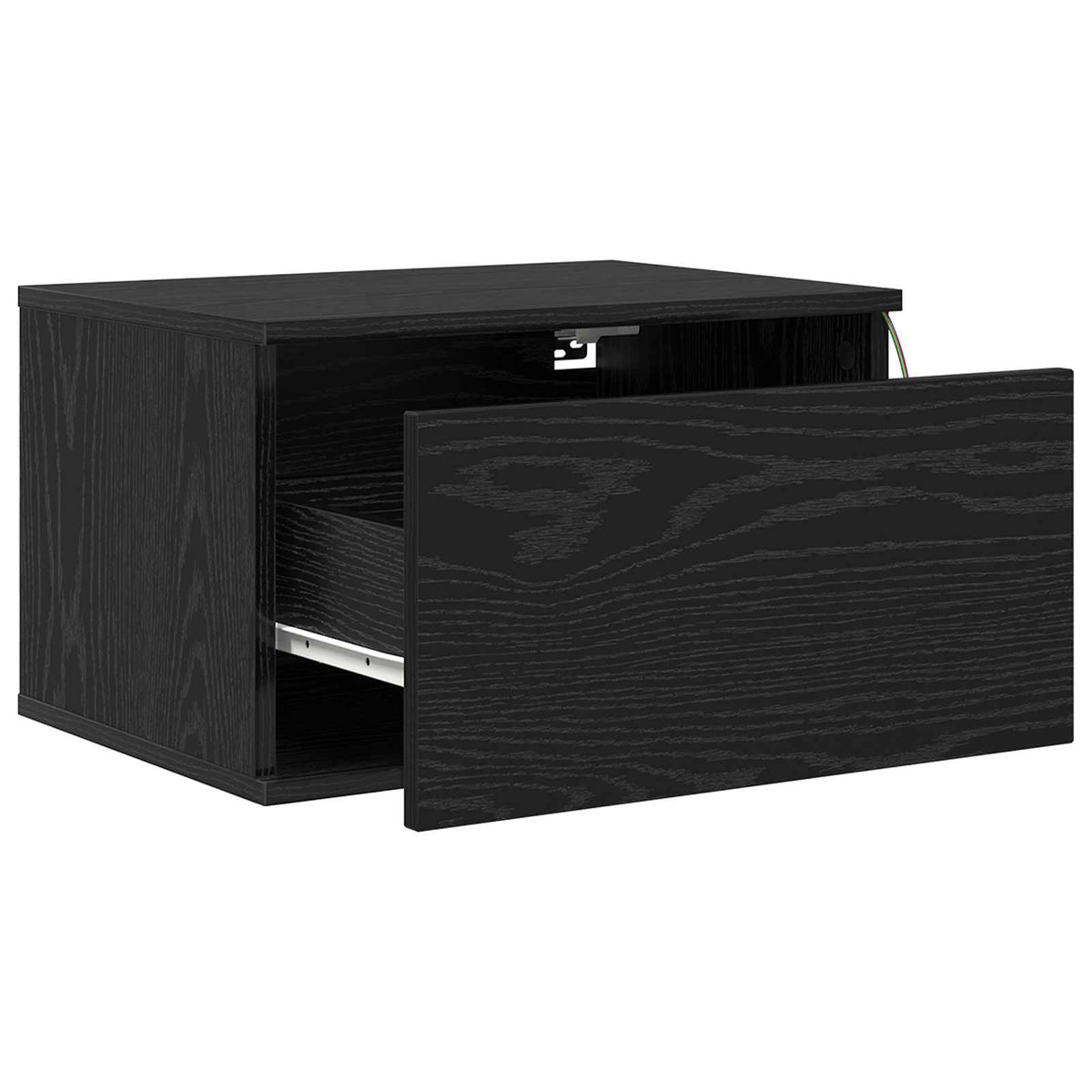 Vegghengt Nattbord Svart Eik 50 X 36 X 30 Cm Konstruert Tre